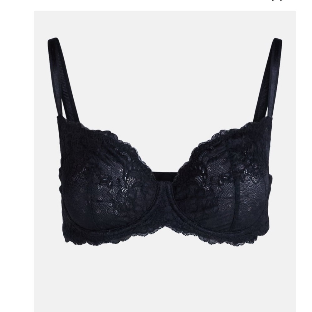 Joyspun Women Black Soot Lace Unlined Balconette Bra 42C JS1095